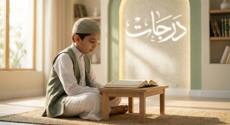 طالب يتعلم القرآن مع أكاديمية درجات