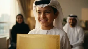 طفل سعودي يحمل شهادة إتمام حفظ القرآن كاستثمار ناجح لمستقبله.