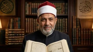 شيخ أزهري مجاز يقرأ القرآن الكريم مع طالب سعودي عبر الإنترنت للحصول على الإجازة بالسند المتصل.