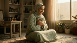 سيدة تشعر بالراحة والفرحة بعد إتمام حفظ سورة البقرة في 3 أشهر.