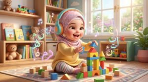 طفل مسلم يستمتع بالتلقين السمعي أثناء تحفيظ القرآن للأطفال في سن مبكرة