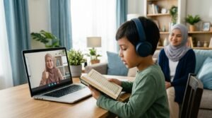 حصة فردية أونلاين لتحفيظ القرآن للأطفال - معلم وطفل عبر شاشة الكمبيوتر