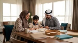 ولي أمر يساعد طفله على تنظيم حفظ القرآن مع الدراسة