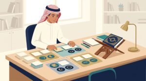 طالب يراجع أحكام النون والميم والغنة بطريقة منظمة