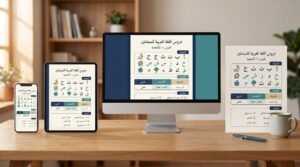 Noorani Qaida PDF in English compared on phone tablet computer and printed page