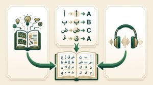 Translation transliteration and audio support for Noorani Qaida learners