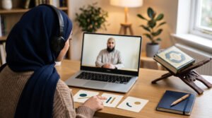 Beginner practising Huroof Muqattaat with an online Quran teacher